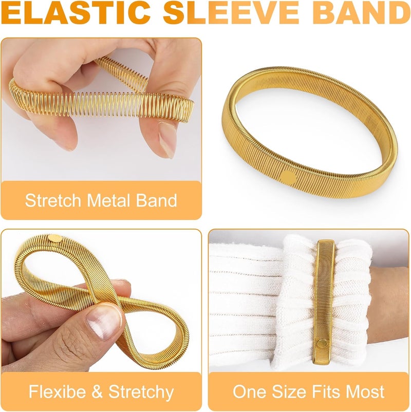 Coolrunner 6 Pcs Anti-Slip Elastic Shirt Sleeve Holders Metal Armbands for Band Stretch Garters (Gold, One Size) - Image 4
